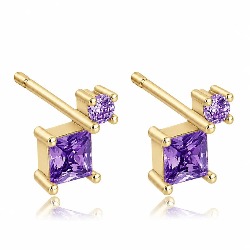Aretes con Zirconias de Colores Apiladas