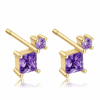Aretes con Zirconias de Colores Apiladas