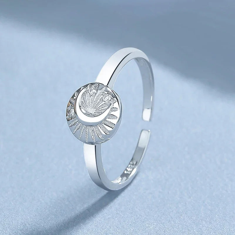 Anillo Abierto Sol y Luna con Zirconias