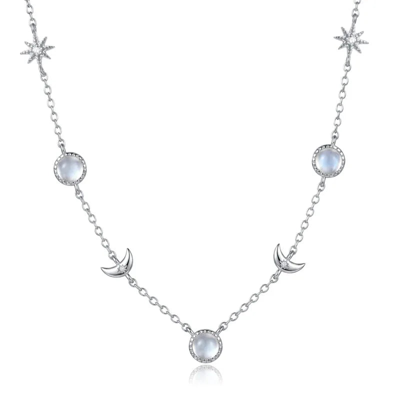 Collar Sol, Luna y Estrella con Piedra Luna