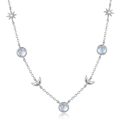 Collar Sol, Luna y Estrella con Piedra Luna