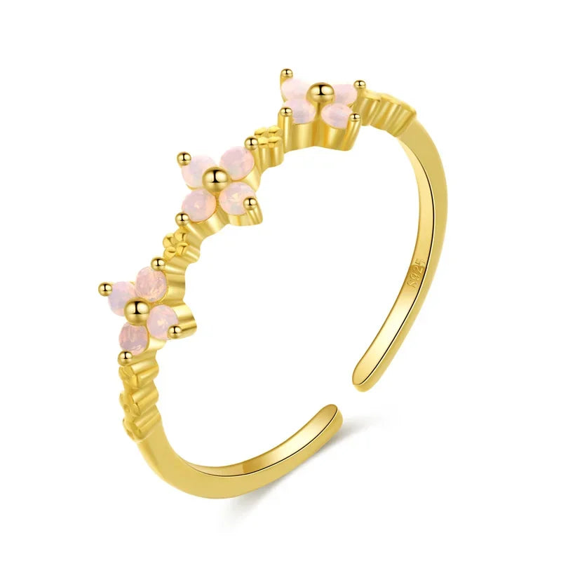 Anillo de Cóctel Flores con Zirconias