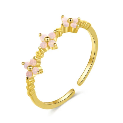 Anillo de Cóctel Flores con Zirconias