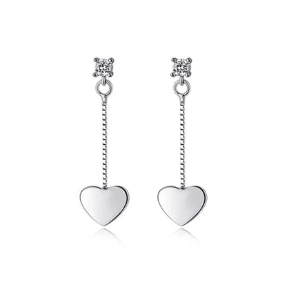 Aretes Corazón con Borla de Zirconias Blancas