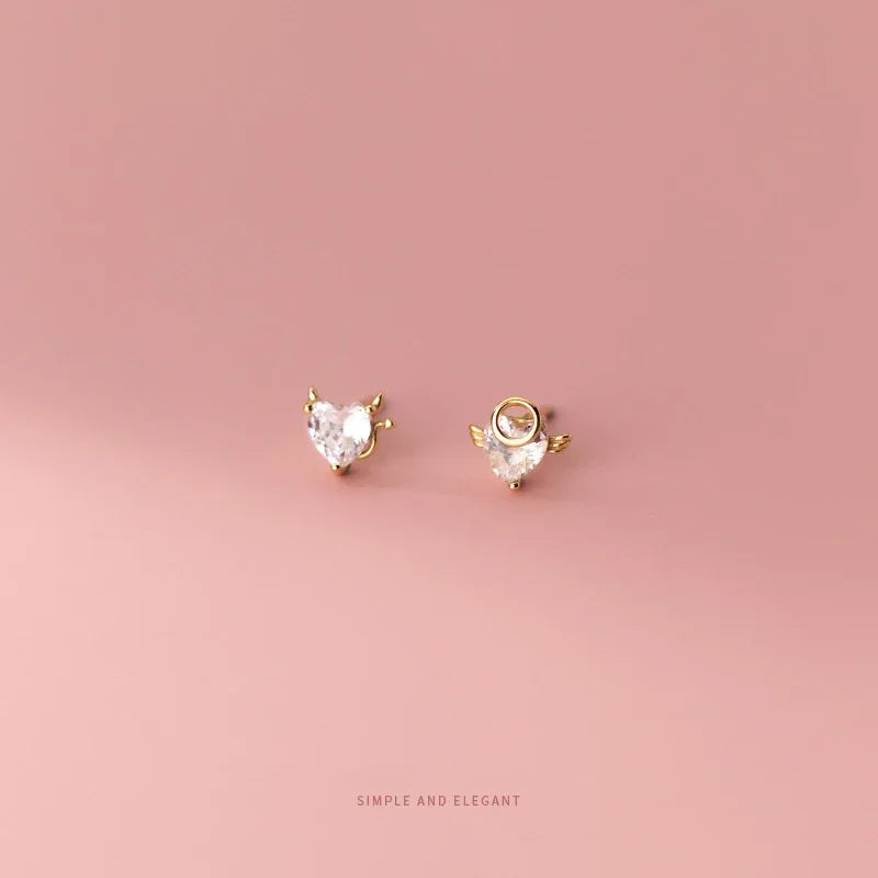Aretes Corazón Asimétricos con Zirconias