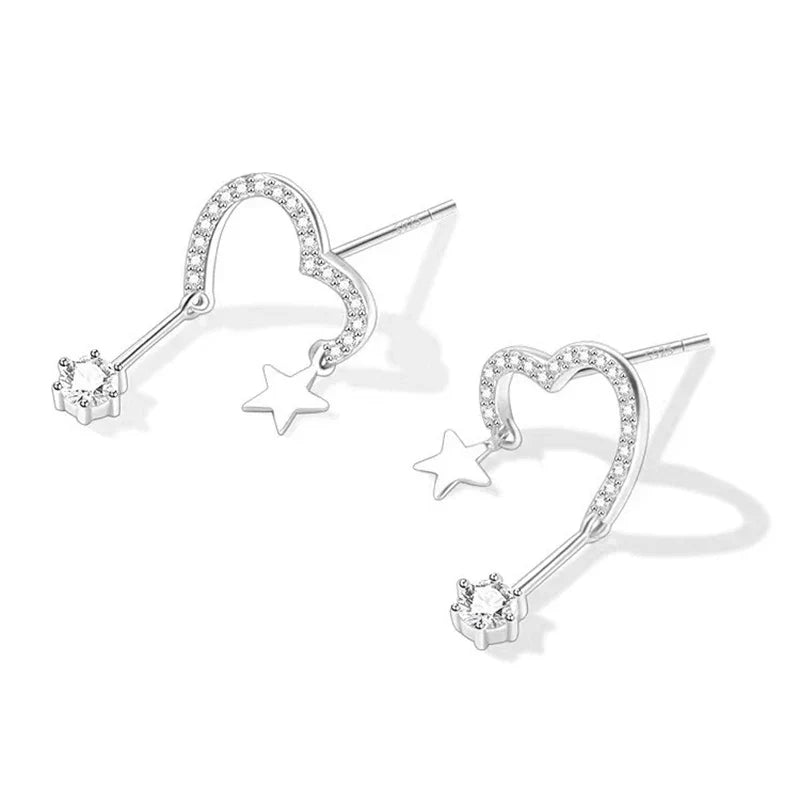 Aretes Corazón y Estrella con Zirconias