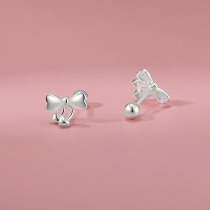 Aretes Moño con Corazón y Cierre de Rosca