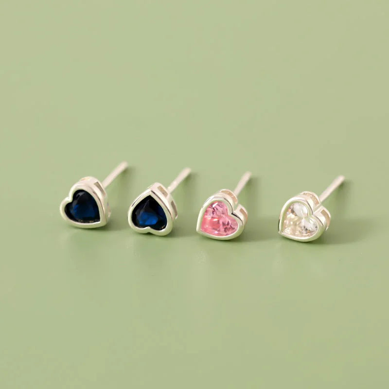 Aretes Corazón en Blanco, Azul o Rosa
