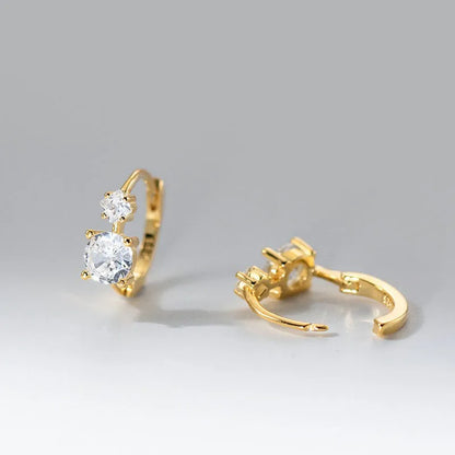 Aretes Doble Zirconia Redonda