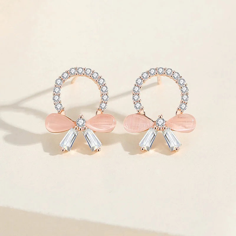 Aretes Corona de Flores con Moño