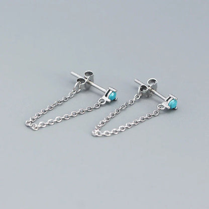 Aretes de Hilo con Zirconias de Colores
