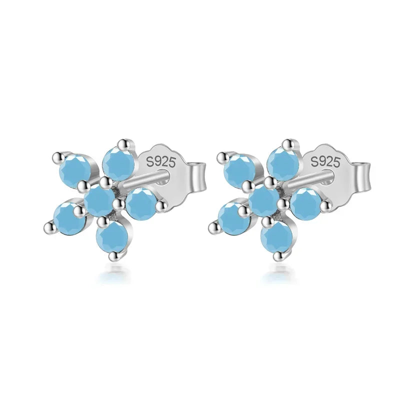 Aretes Flor con Zirconias de Color