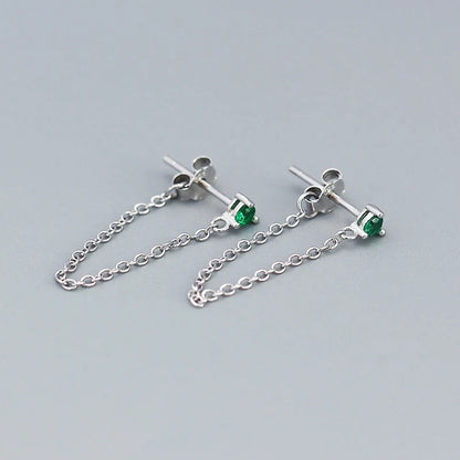 Aretes de Hilo con Zirconias de Colores