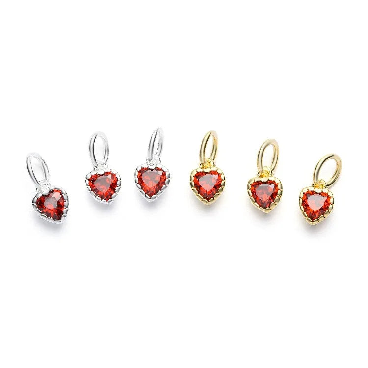 Dije Corazón con Zirconia Roja