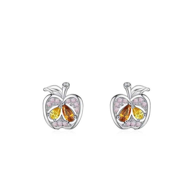 Aretes Manzana con Zirconias de Colores
