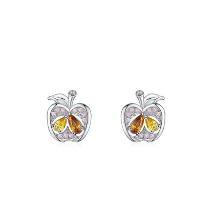 Aretes Manzana con Zirconias de Colores