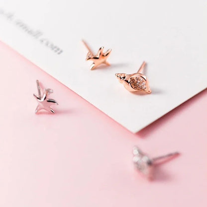 Aretes Asimétricos Caracol y Estrella de Mar