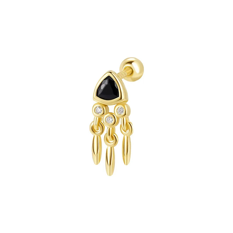 Arete Individual Triángulo Vintage con Borla