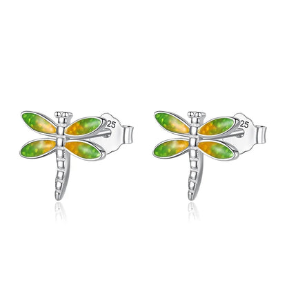Aretes Hojas Esmaltadas Verdes