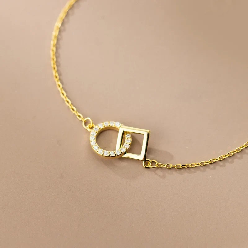 Pulsera con Zirconias Redondas y Cuadradas