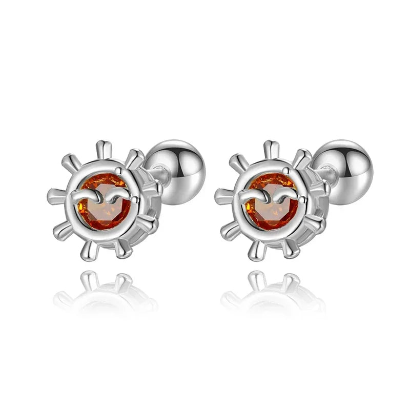 Aretes Sol Minimalista con Zirconia