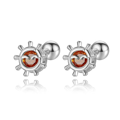 Aretes Sol Minimalista con Zirconia