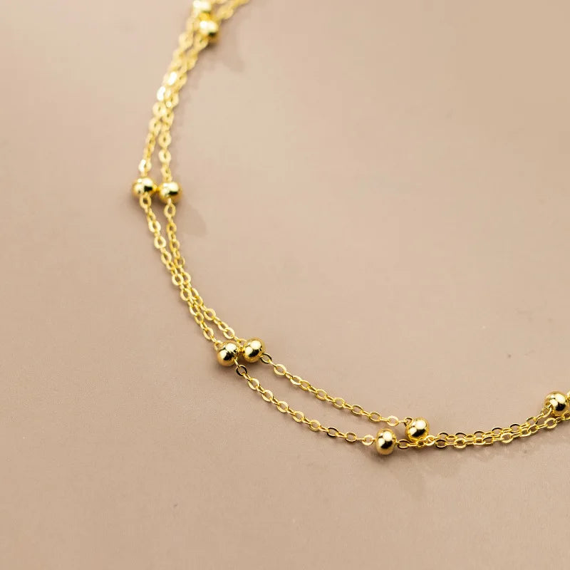 Tobillera Doble Cadena con Esferas