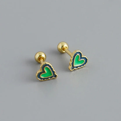 Aretes Corazón Esmaltado con Rosca