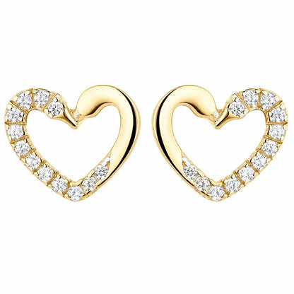 Aretes Corazón Calado con Pavé de Zirconias