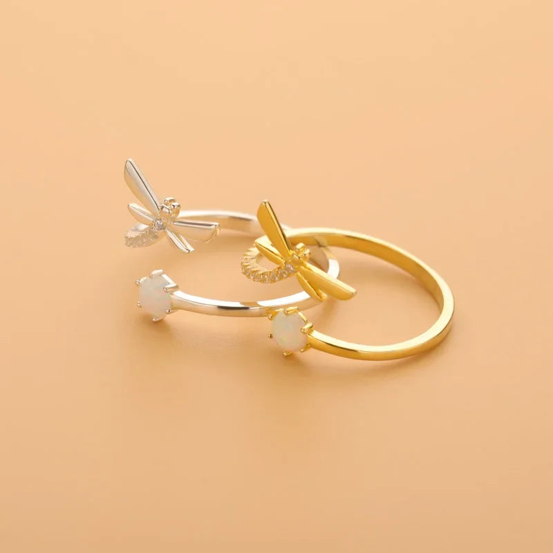 Anillo Libélula con Zirconias Ajustable