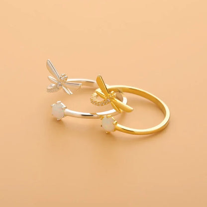 Anillo Libélula con Zirconias Ajustable