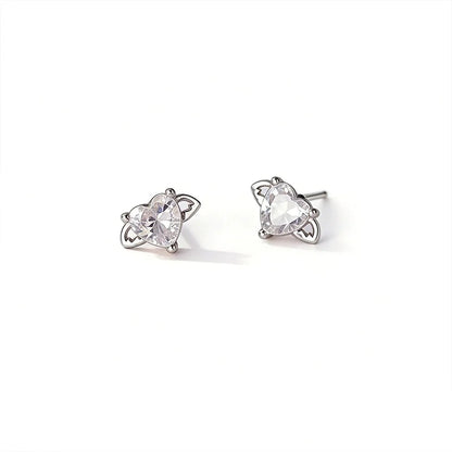 Aretes Corazón con Alas y Zirconias
