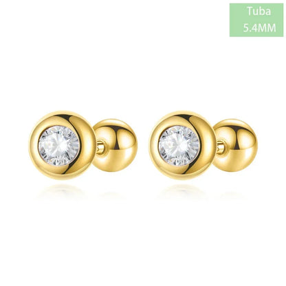 Aretes Solitario Redondo de Zirconia
