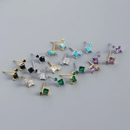 Aretes con Zirconias de Colores Apiladas