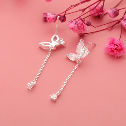 Aretes Mariposa con Cadena Colgante