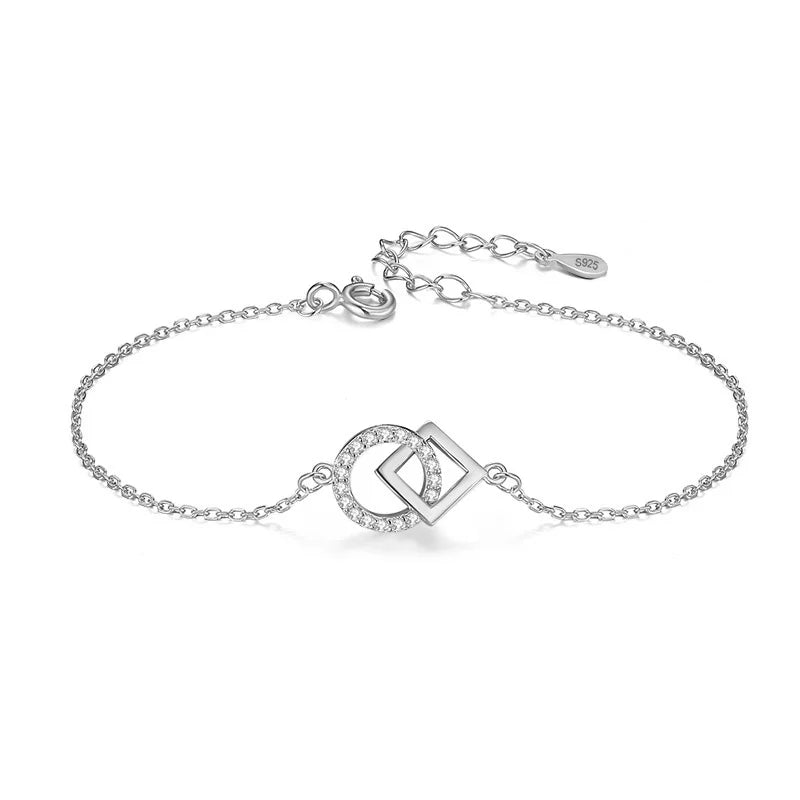 Pulsera con Zirconias Redondas y Cuadradas