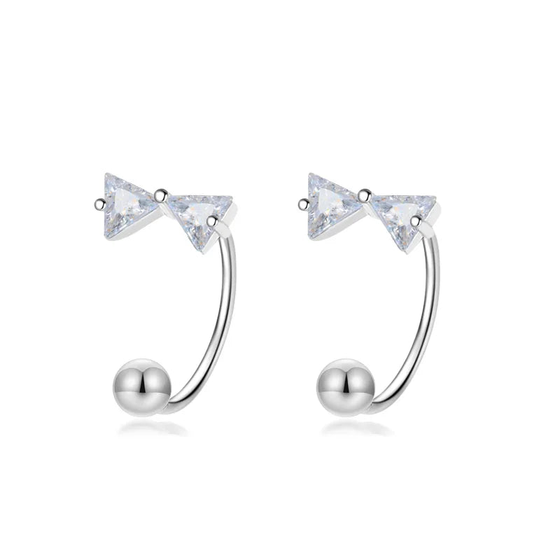 Aretes Bolita Flor o Moño con Zirconia