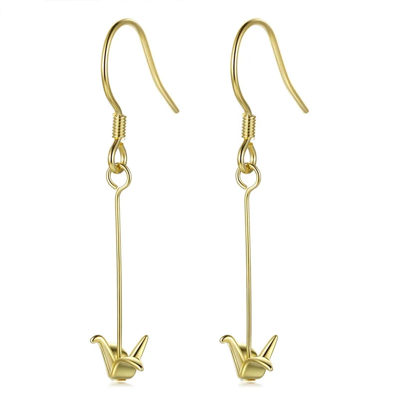 Aretes Largos Grulla de Papel