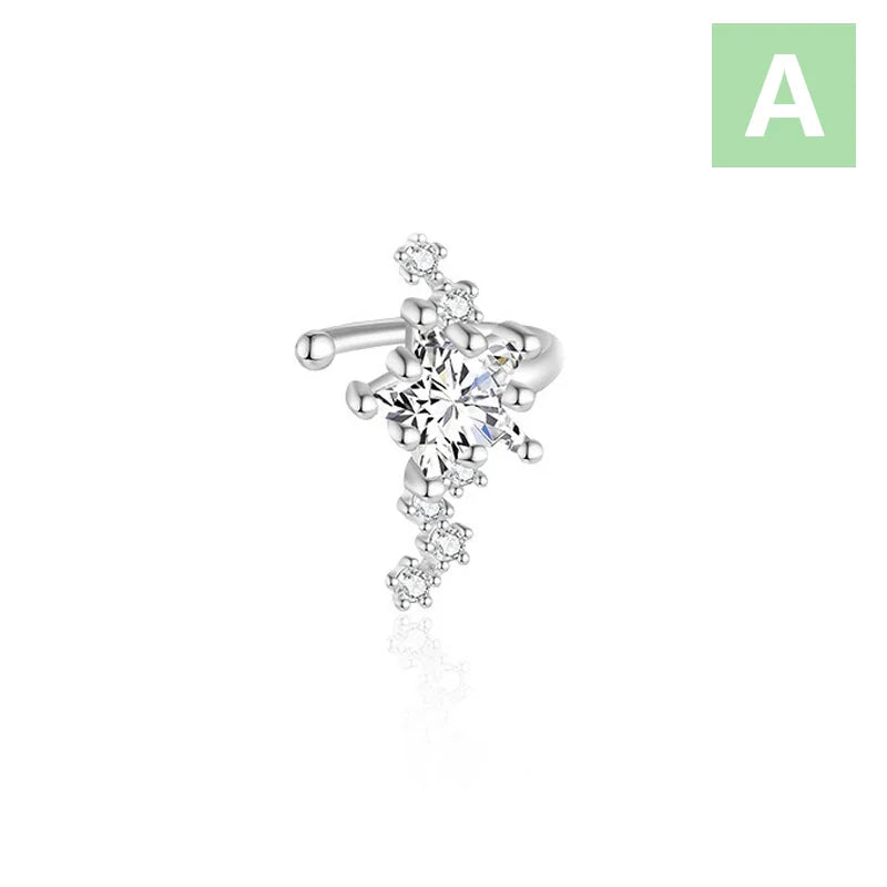Arete de Clip Luna y Estrella con Zirconias