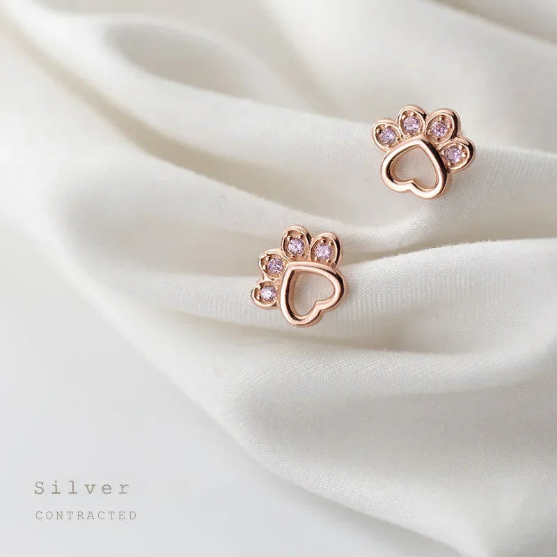Aretes Huellita con Zirconia Rosa