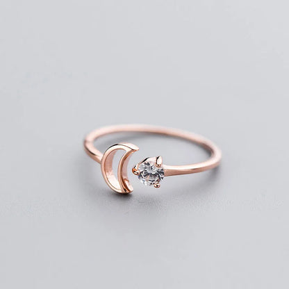 Anillo Abierto Luna con Zirconias