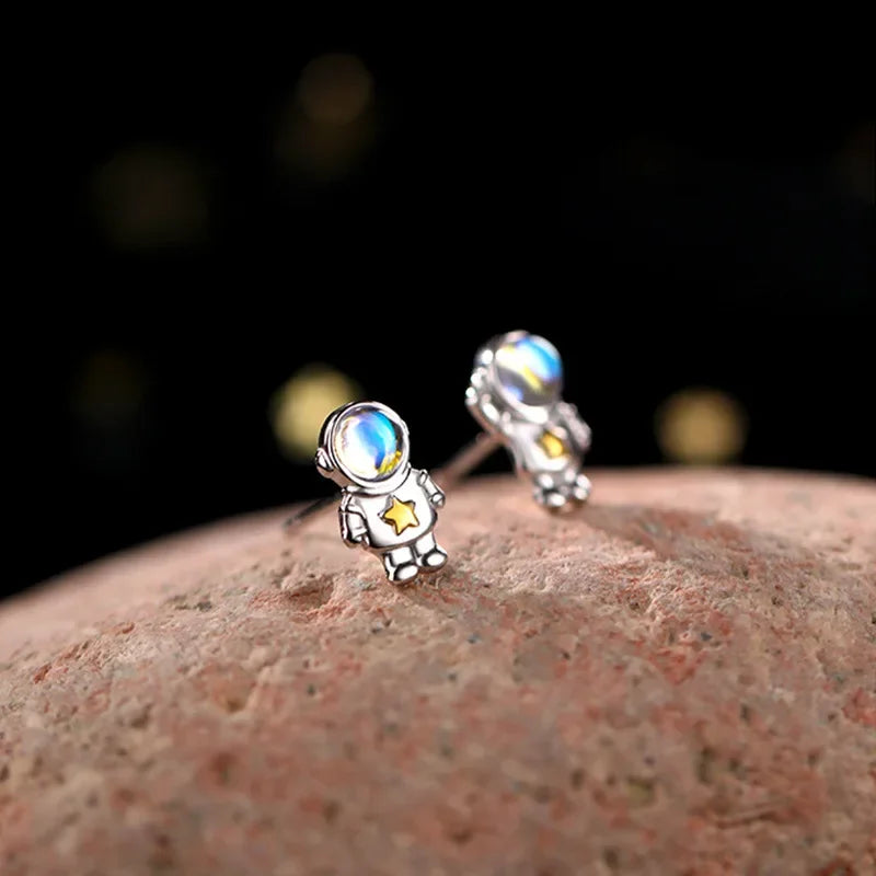 Aretes Astronauta con Piedra Luna