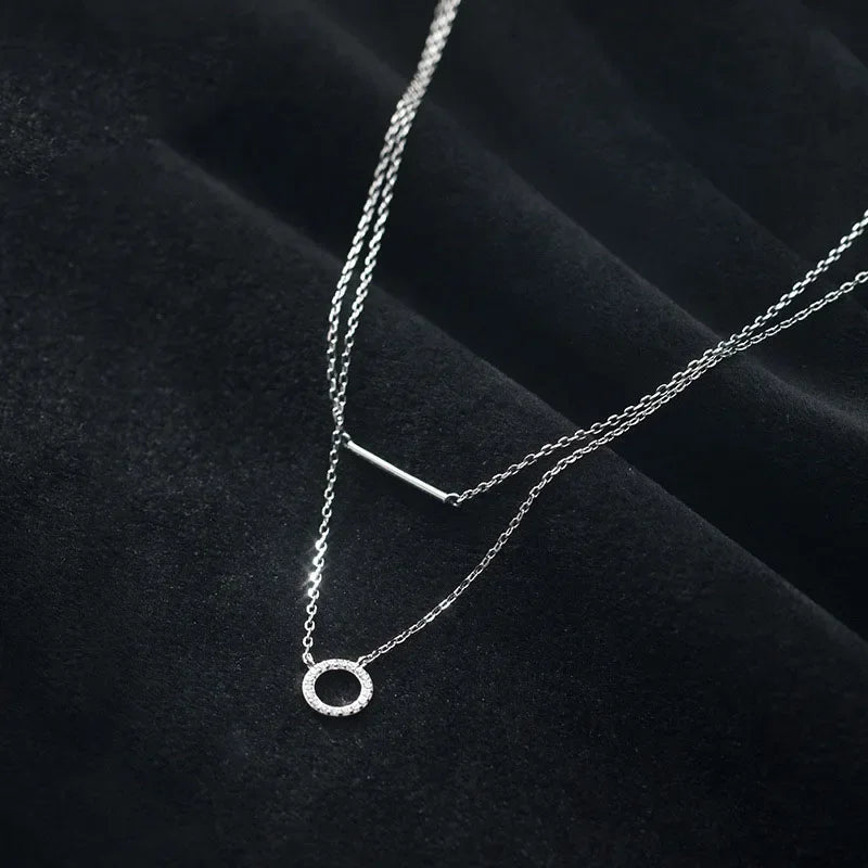 Collar Doble Capa Círculo y Barra