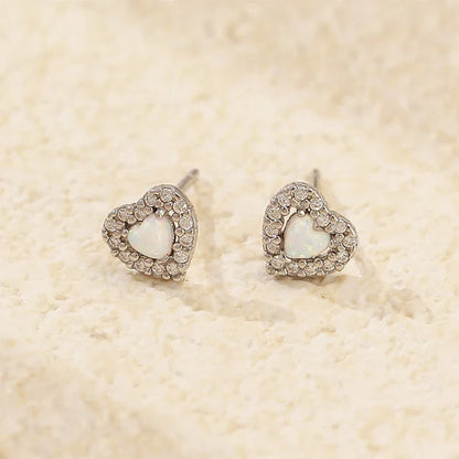 Aretes Corazón de Ópalo con Zirconias