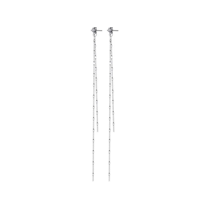 Aretes Largos de Cadena con Zirconia