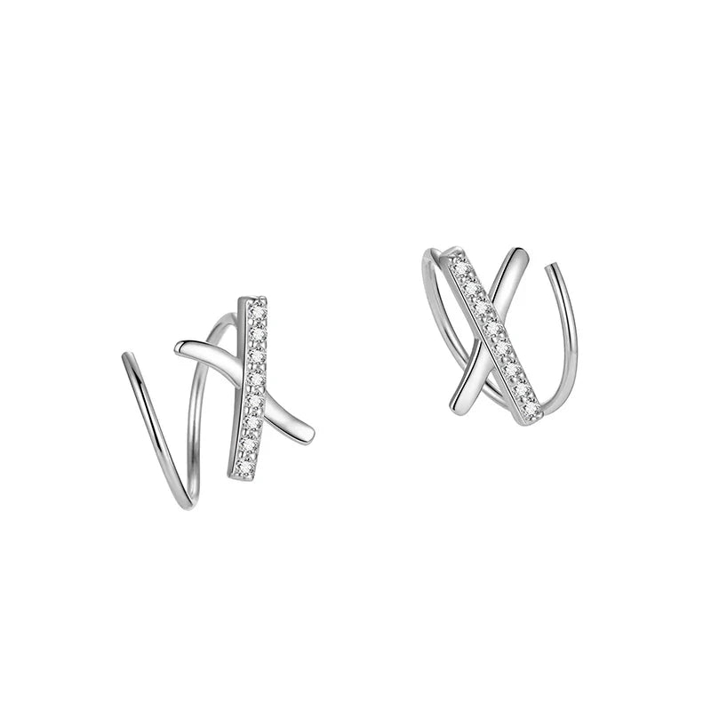 Aretes Cruz en X con Zirconias