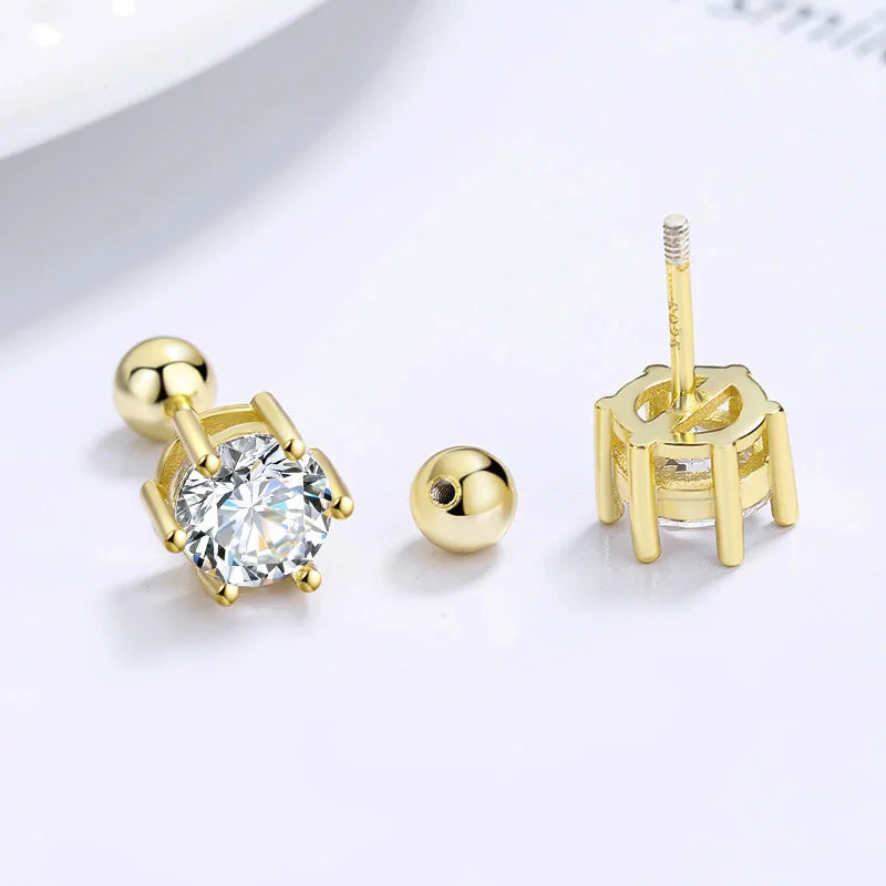 Aretes Zirconia de Seis Garras Dorados o Plateados