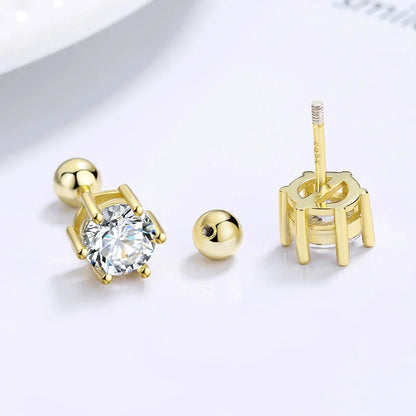 Aretes Zirconia de Seis Garras Dorados o Plateados