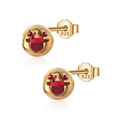 Aretes Corazón o Venado con Zirconia Roja