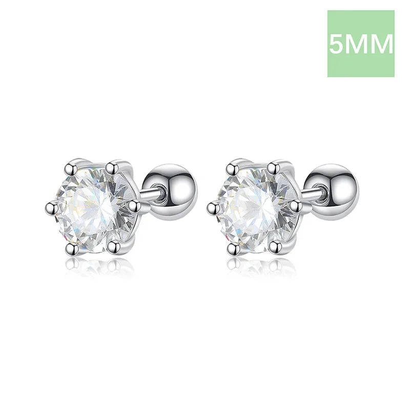 Aretes Botón Zirconia de Seis Garras